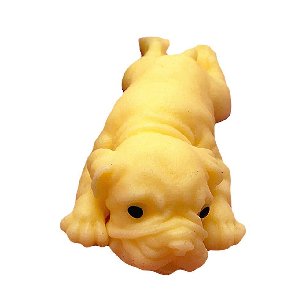 Yamaler Realistic Silicone Bulldog Soft Animal Stress Relieve Squeezing Kids Adult Toy Yellow