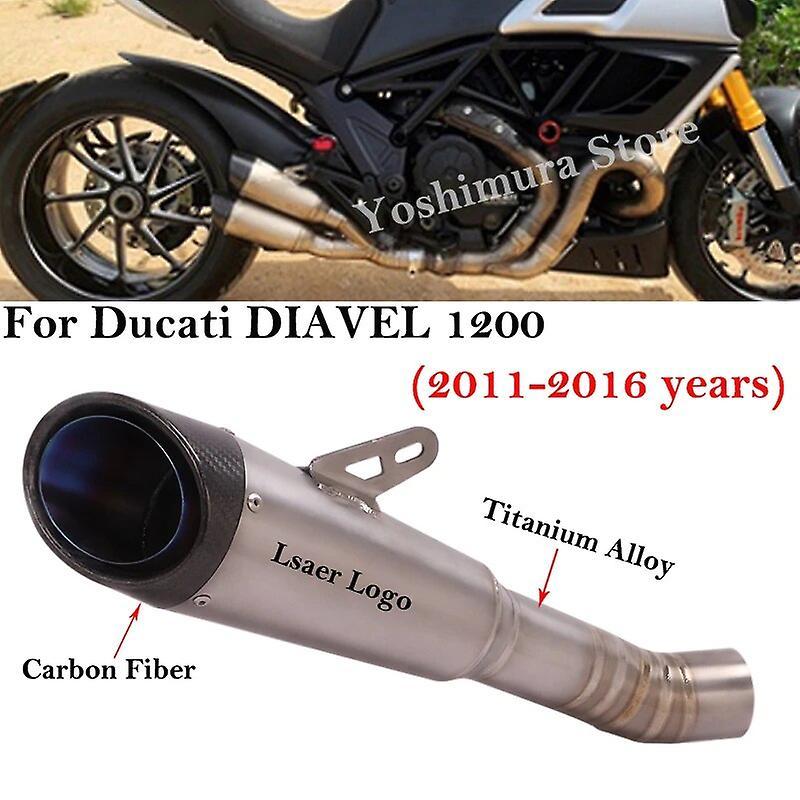 Jimonzi Titan legierung Slip On fr Ducati Diavel 1200 2011-2016 Motorrad Auspuff Flucht modifizieren Mittel glied Rohr Schall dmpfer Kohle faser B