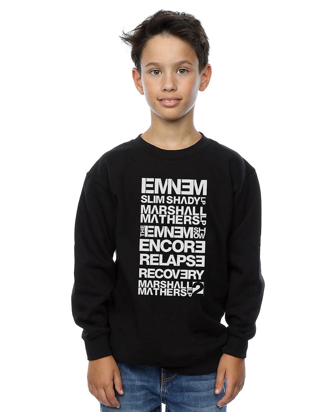 Absolute Cult Eminem Boys Slim Shady Album Titles Sweatshirt Black 7-8 Years