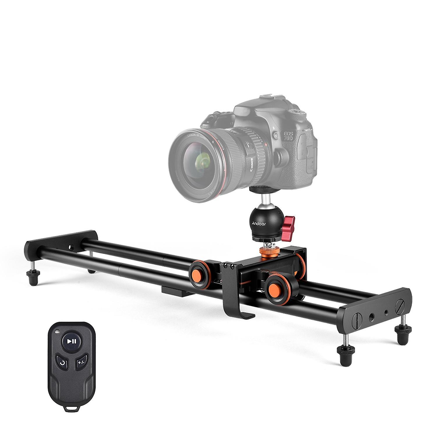 Andoer Camera Video Dolly Slider Kit with 3-wheel Auto Dolly Car 3 Speed Adjustable + 60cm/23.6in Tr