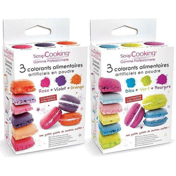 ScrapCooking 6 Powder food colourings - Violet orange pink blue purple Multicolored