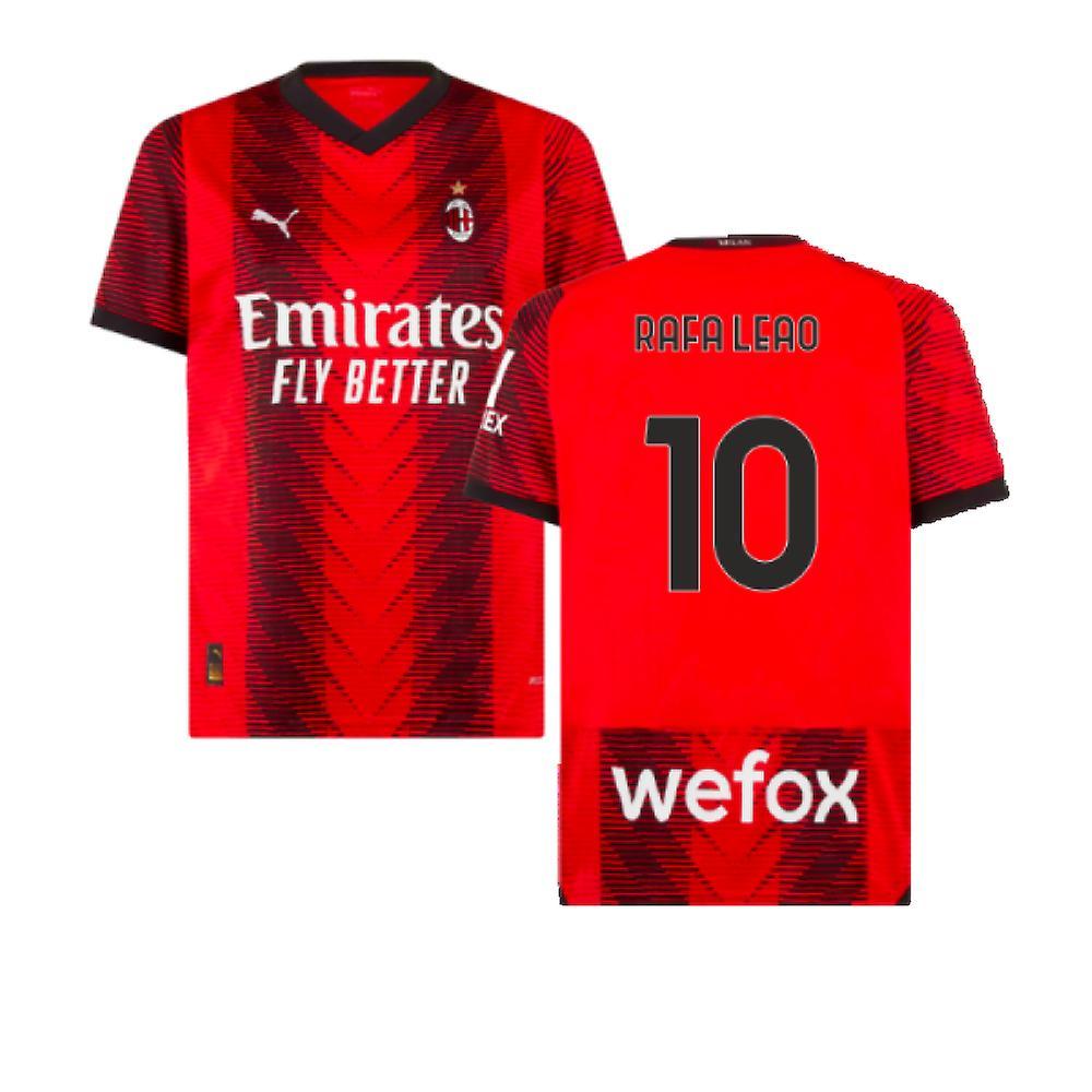 Puma 2023-2024 AC Milan Home Shirt (Rafa Leao 10) Red Large Adults