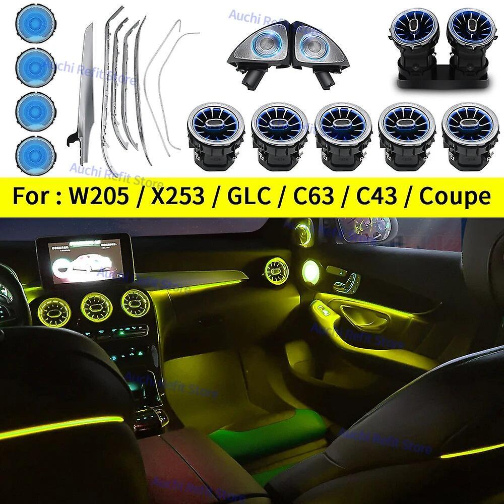 Jelivey Ambient Light 3/12/64 Colours For Mercedes-benz C/glc Class Coupe  W205 C43 C63 X253 Led Vents Speaker Decorative Light Retrofit 14-19 X253...