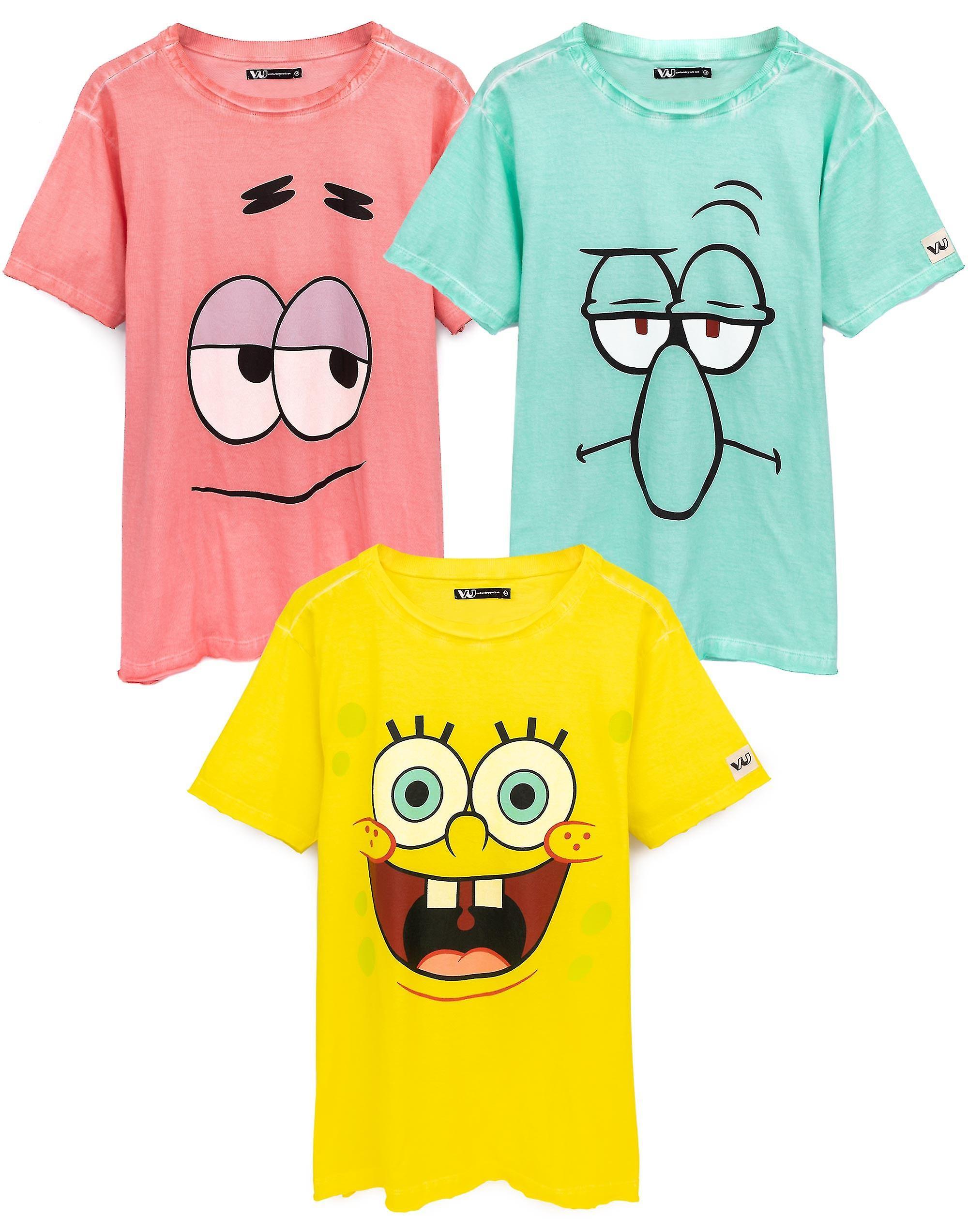 Spongebob Squarepants Mens Short Sleeved T-shirt Green Squidward Shznv Large