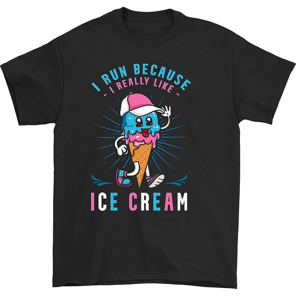 HISHARK I run because i really like ice cream t-shirt Black M