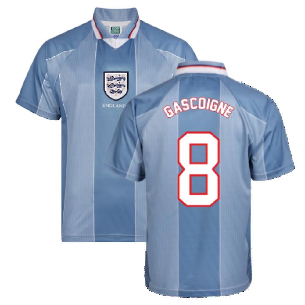 Score Draw England 1996 Away Euro Championship Retro Football Shirt (GASCOIGNE 8) Blue Large Adults