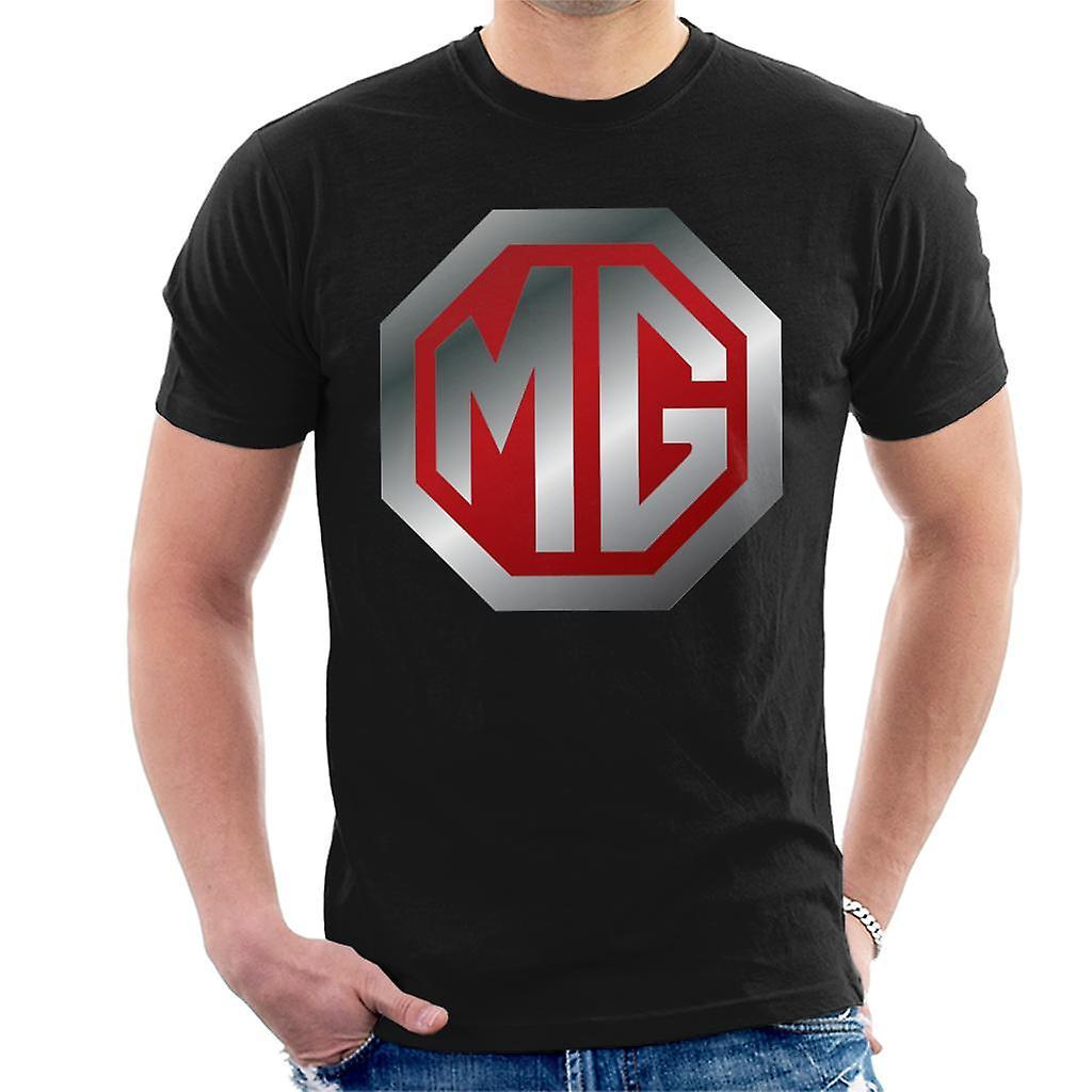 MG Shiny Red And Chrome Logo British Motor Heritage Men's T-Shirt Black Large