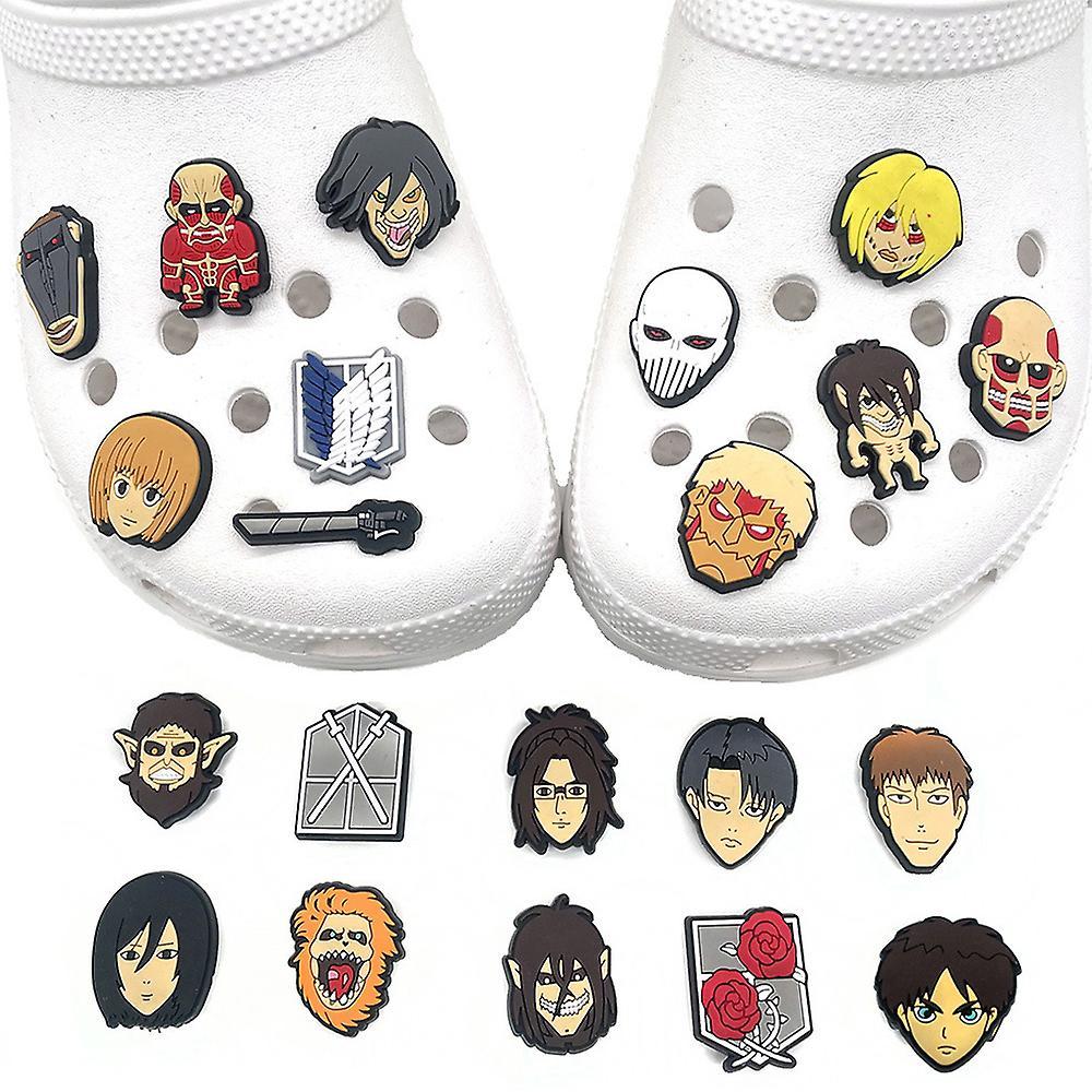 Mylight 21 Pcs Attack On Titan Theme Shoes Charms Decoration For Clog Sandals Crocs Shoes Accessories Gifts Party Favor