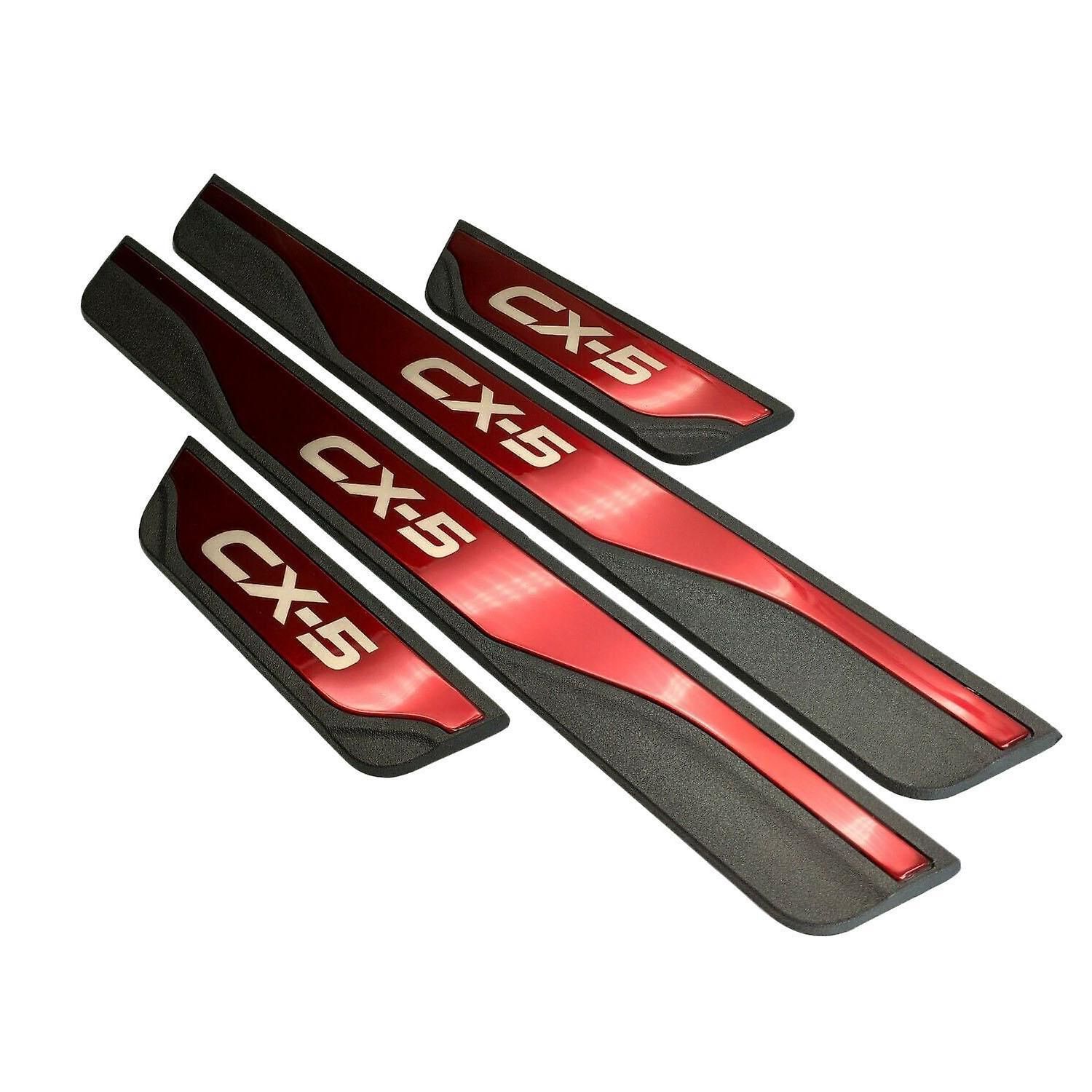 carhanson Car Accessories Door Sill Plate For Mazda CX-5  2013-2023  Door Sill Strip Threshold  Protection Red One-size