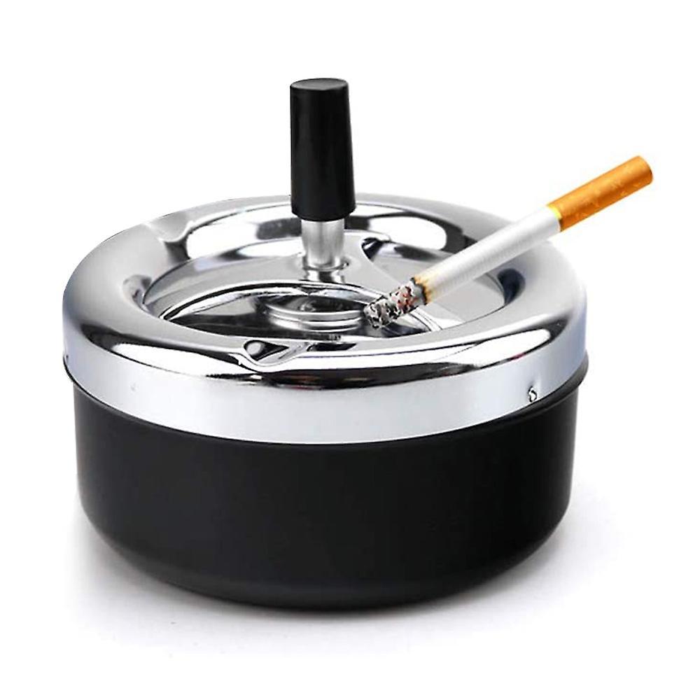 unbrand Black Portable Cigarette Ashtray Metal Spinning Ashtray