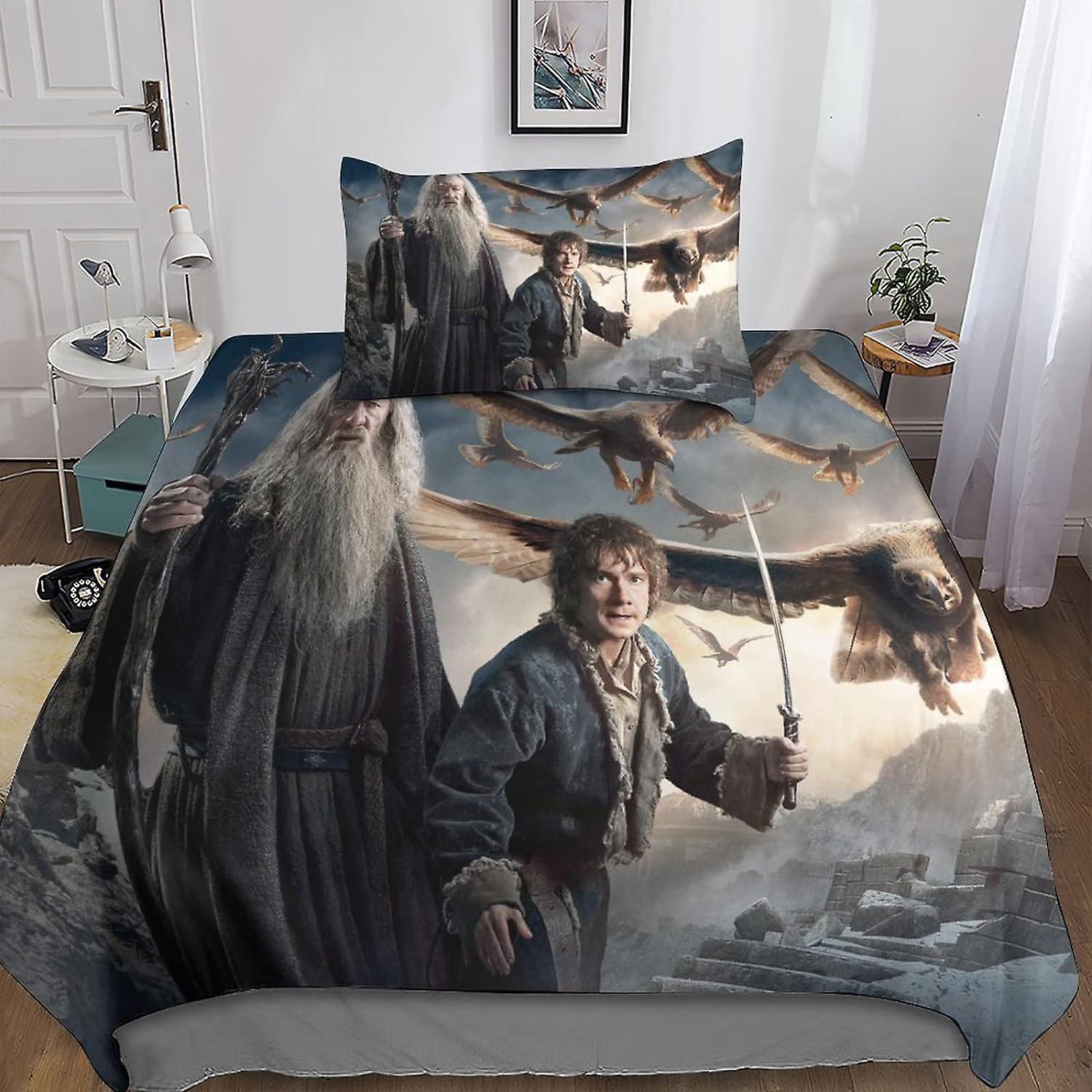 Kerota The Hobbit 3D Bedding Set, 2 Pcs Bedding Set Microfiber Duvet Cover & Pillowcases With Zipper Closure For Single Or Double Bed Single Single..