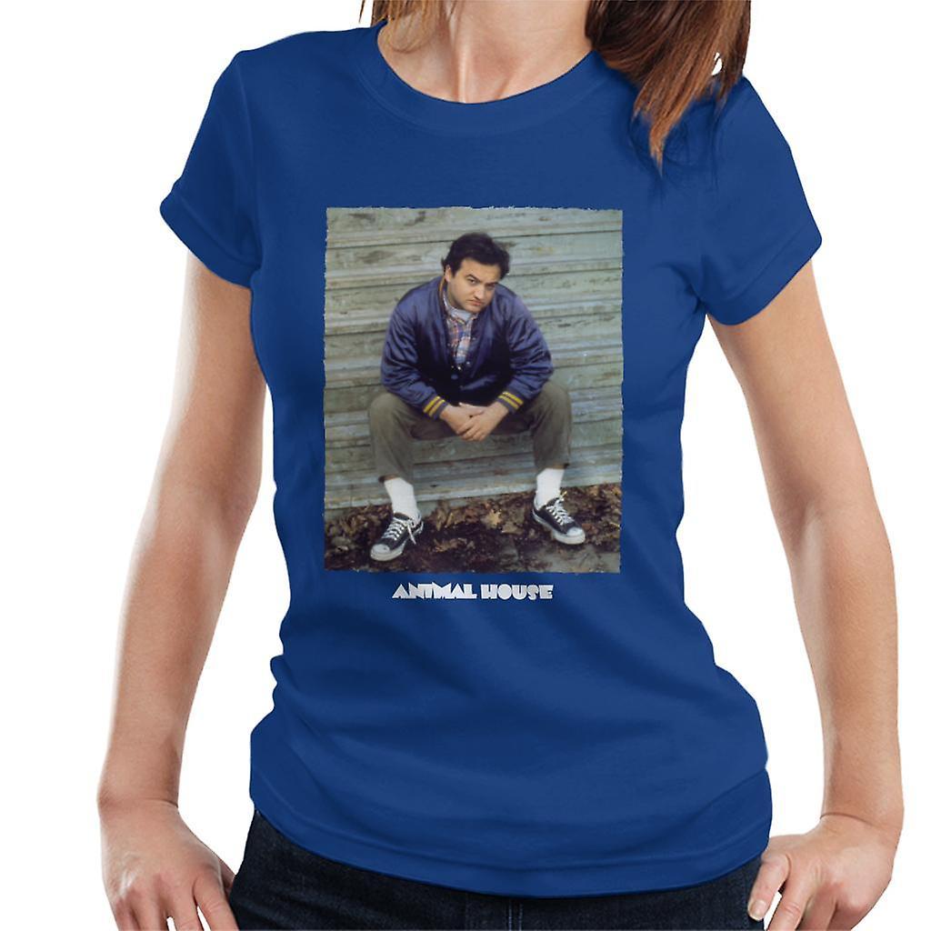 Animal House John Bluto Blutarsky Sitting Women's T-Shirt Royal Blue Large