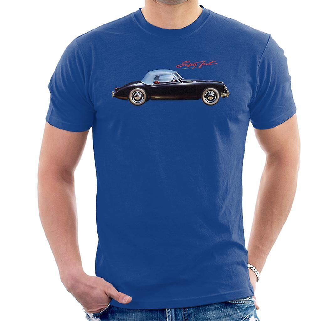 MG Safety Fast British Motor Heritage Men's T-Shirt Royal Blue Small