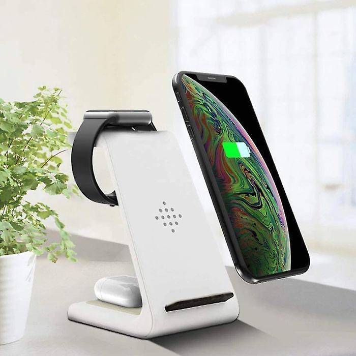 Bonola 3 in 1 Charging Station for Apple iPhone / iWatch / AirPods - Charging Dock 18W Wireless Pad White