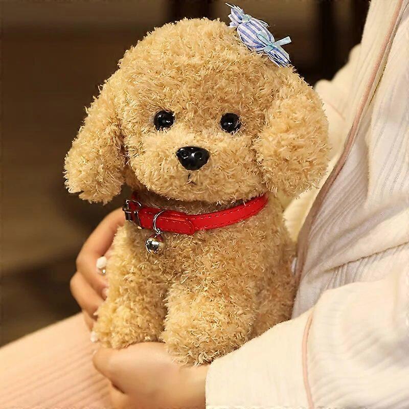 Redkid 22/28cm Creative Realistic Teddy Dog Lucky Simulation Dog Poodle Plush Toys Handmade Realistic Figure Toy Plush Stuffed Animals with flower ...