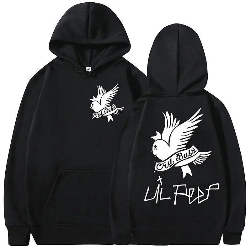 Cciyu Rapper Lil Peep Print Graphic Hoodie Men Women Hip Hop Fashion Sweatshirt Men Loose Oversized Pullover Hoodies Fleece Streetwear Black M