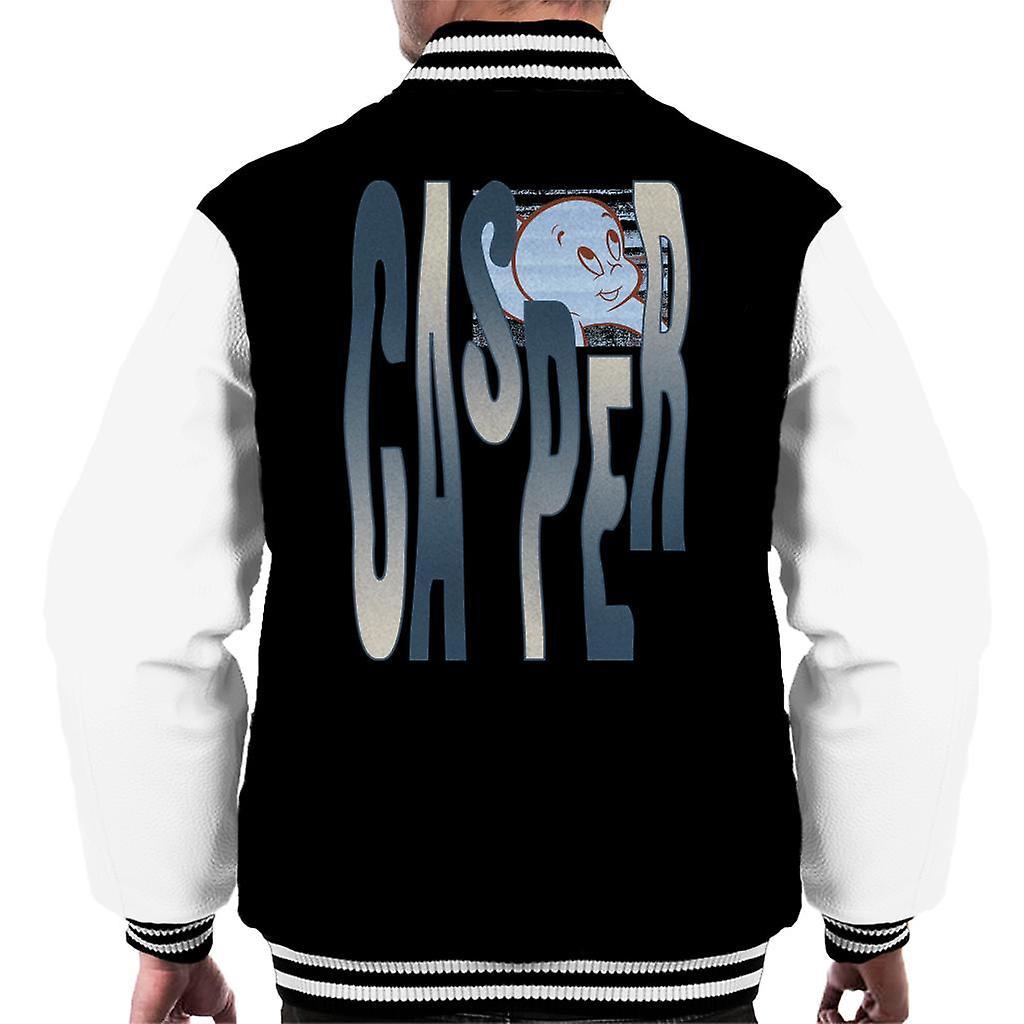 Casper The Friendly Ghost Spooky Waves Men's Varsity Jacket Black/White X-Large