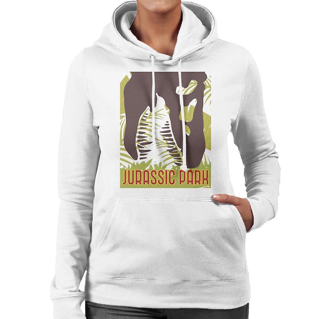 Jurassic Park T Rex Skeleton Silhouette Eating Women's Hooded Sweatshirt White Small