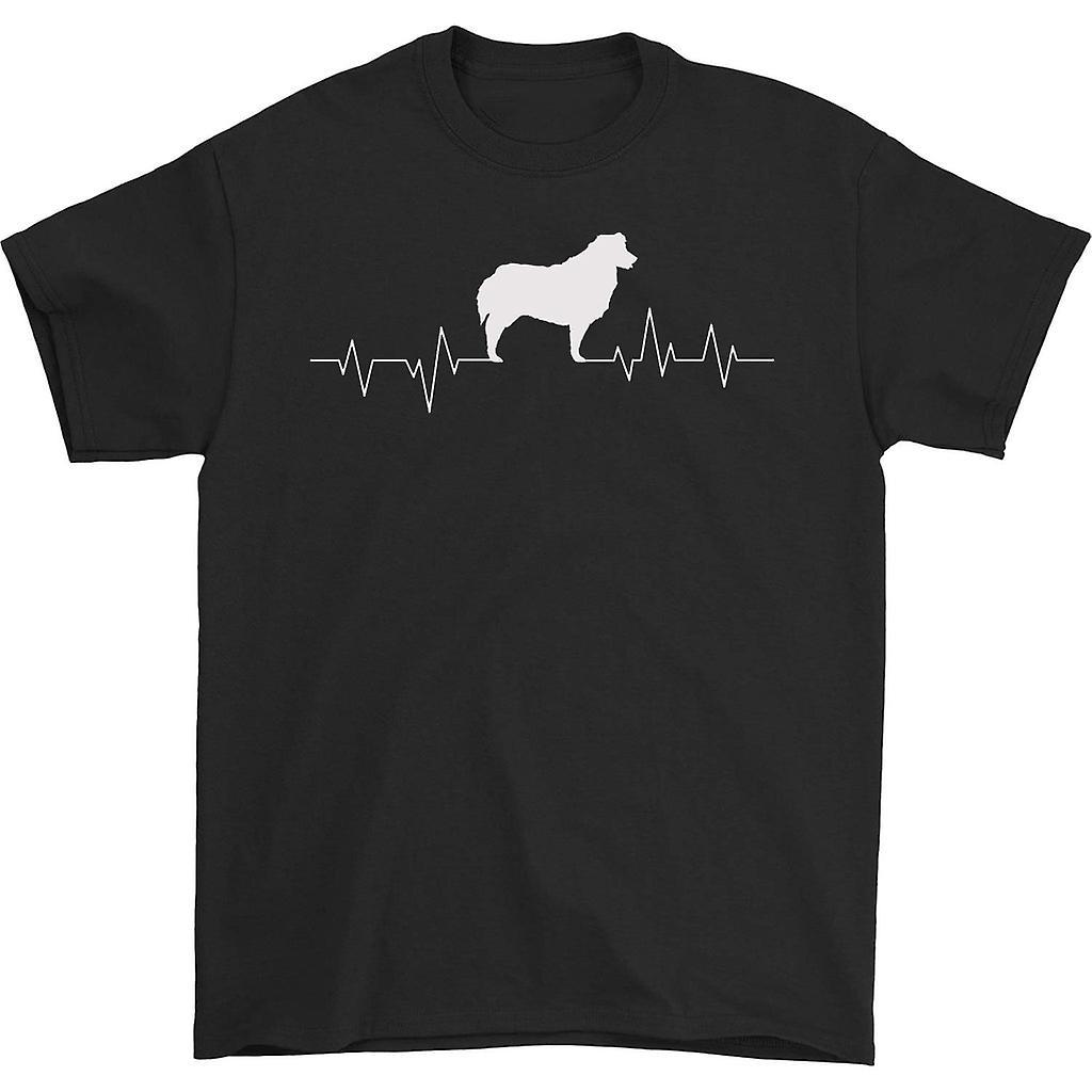 HISHARK Australian shepherd heartbeat t-shirt Black L