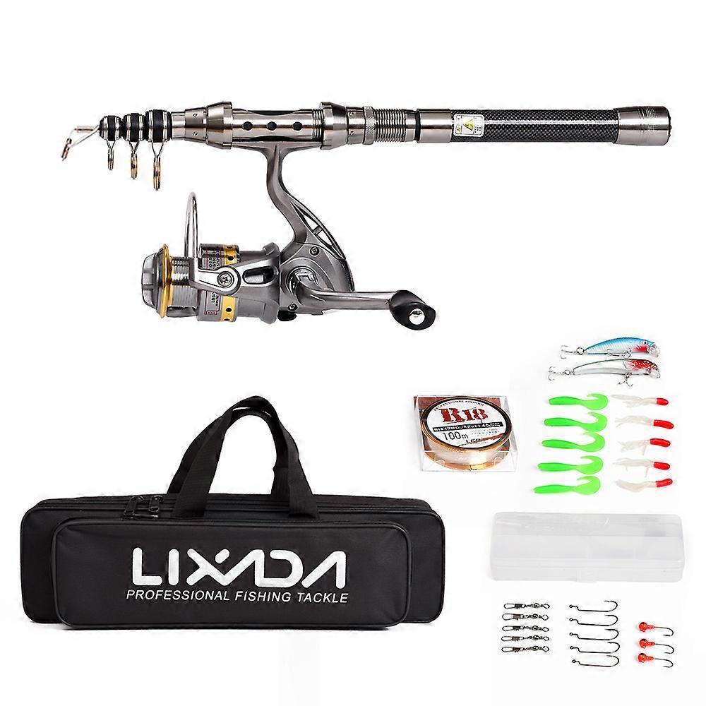 Lixada Telescopic Fishing Rod and Reel Combo Full Kit Spinning Fishing Reel Gear Organizer Pole Set with 100M Fishing Line Lures Hooks Jig Head and...