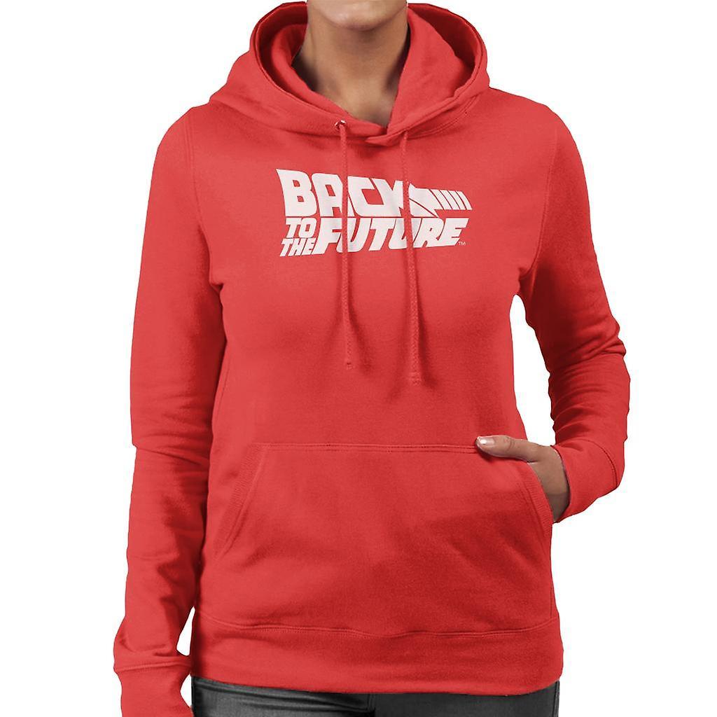 Back to the Future White Logo Women's Hooded Sweatshirt Red XX-Large