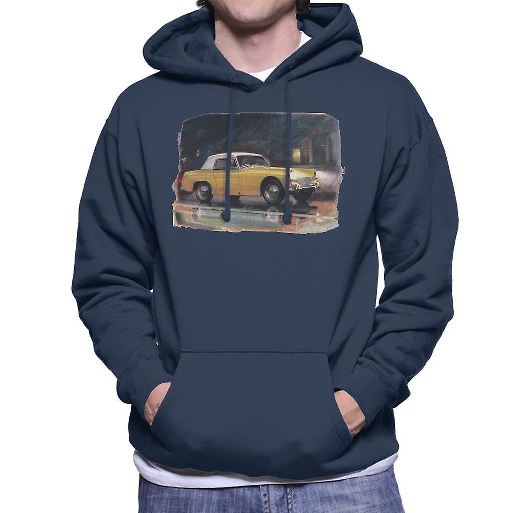 Austin Healey Yellow British Motor Heritage Men's Hooded Sweatshirt Navy Blue XX-Large