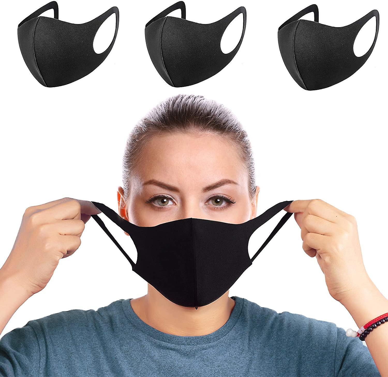 Boolavard Pack 3 Face Mask Black Reusable Washable Breathable Dust Mouth Cover