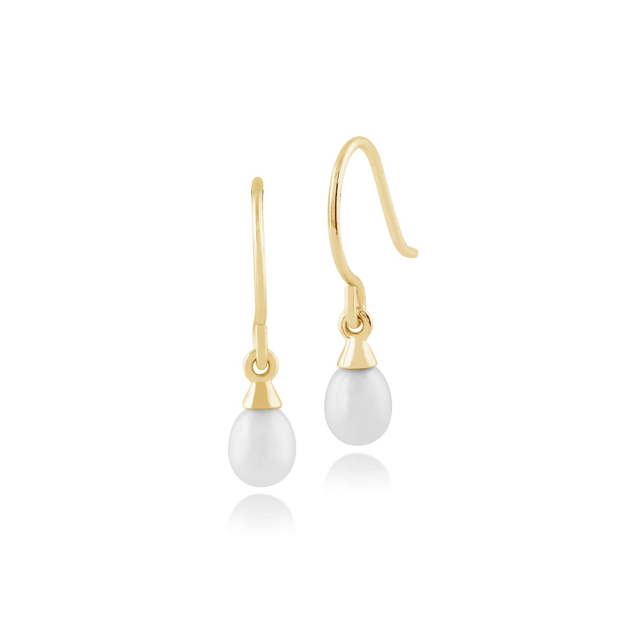 Gemondo Classic Freshwater Pearl Drop Earrings in 9ct Yellow Gold 135E1157019 White One Size