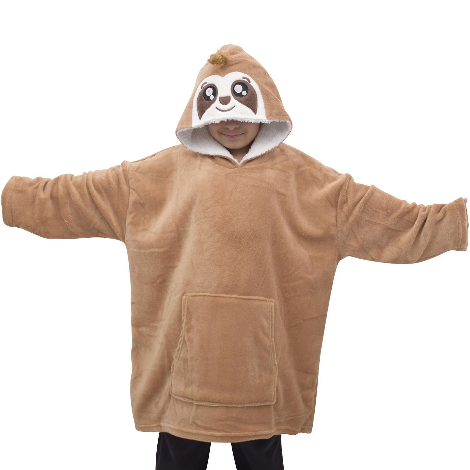 A2Z 4 Kids Kids Unisex Oversized Hoodie Snuggle Animal Fleece Hooded Blanket Sloth 7-13 Years