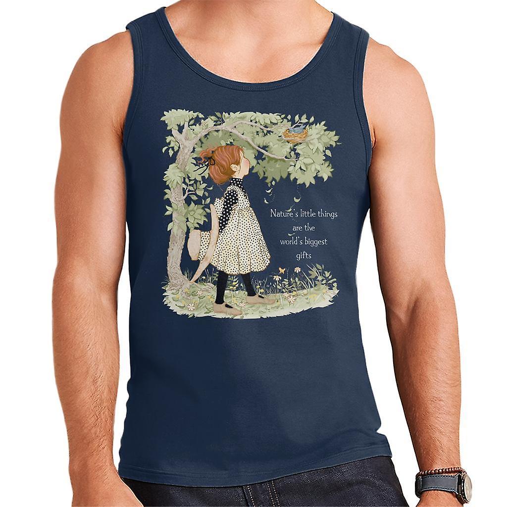 Holly Hobbie Natures Little Things Light Text Men's Vest Navy Blue XX-Large