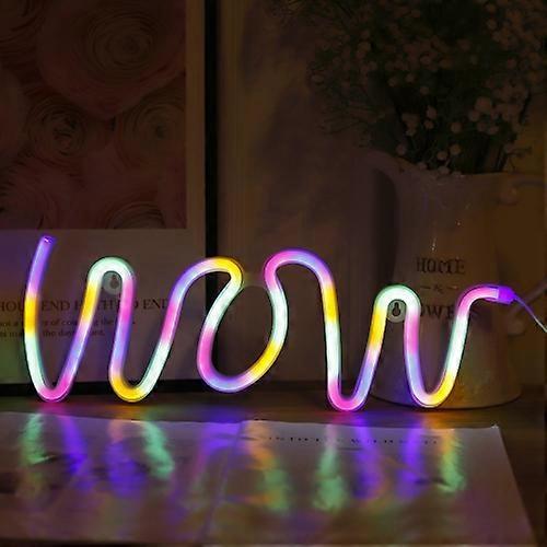 Generic1 WOW Shape LED Neon Light Wall Hanging Bar Atmosphere Lights Colorful Light