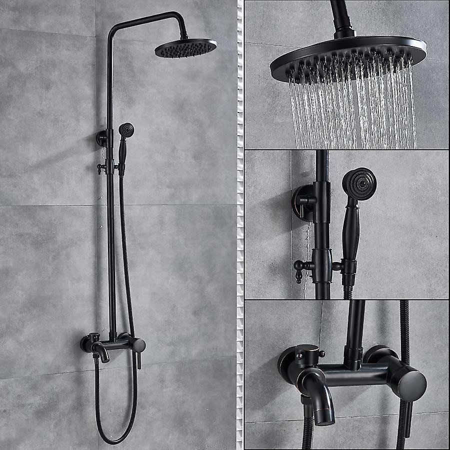 Slowmoose Bronze Shower Faucet -mixer Wall Mount Rainfall Set Tap Black Bronze A