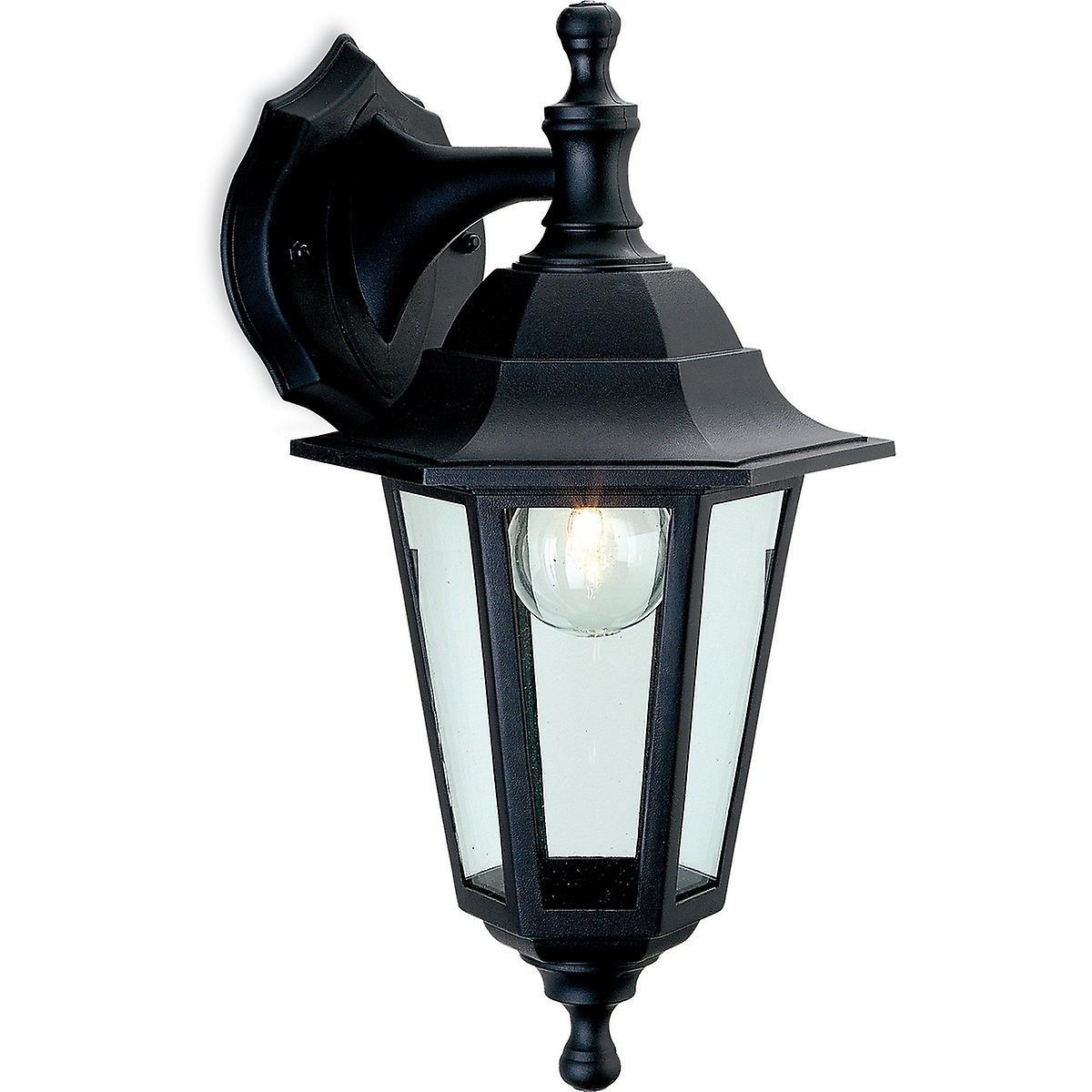 Malmo 1 Light Outdoor Wall Lantern UplightDownlight Black Resin IP44 E27