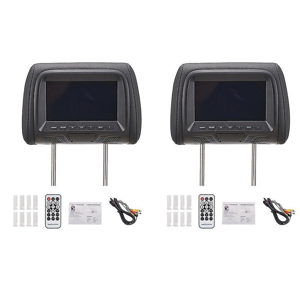 POTATO 2pcs 7 Inch Touch Screen Car Headrest Monitor Mp5 Player Pillow Monitor Support Video Sync/ Mirror