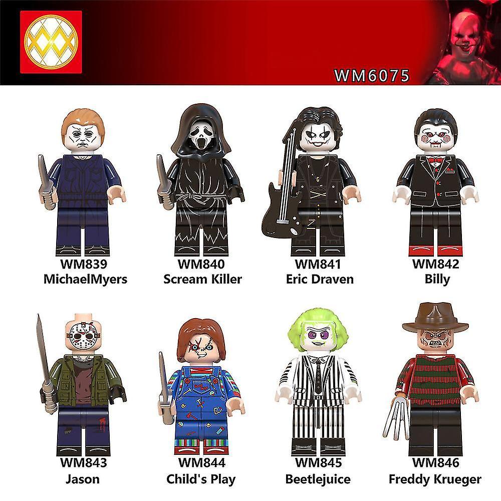 Lequeen Halloween Party Props Minifigures Halloween Characters Series Toys Home Ornament Cake Topper Supplies Gifts 8pcs/set