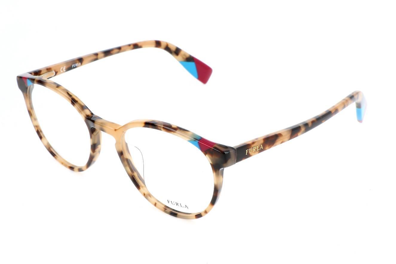 Eyewear Frames Furla VFU251 07UX HAVANA Brown/BEIGE 49/19/135 WOMAN Multicolour 49 mm