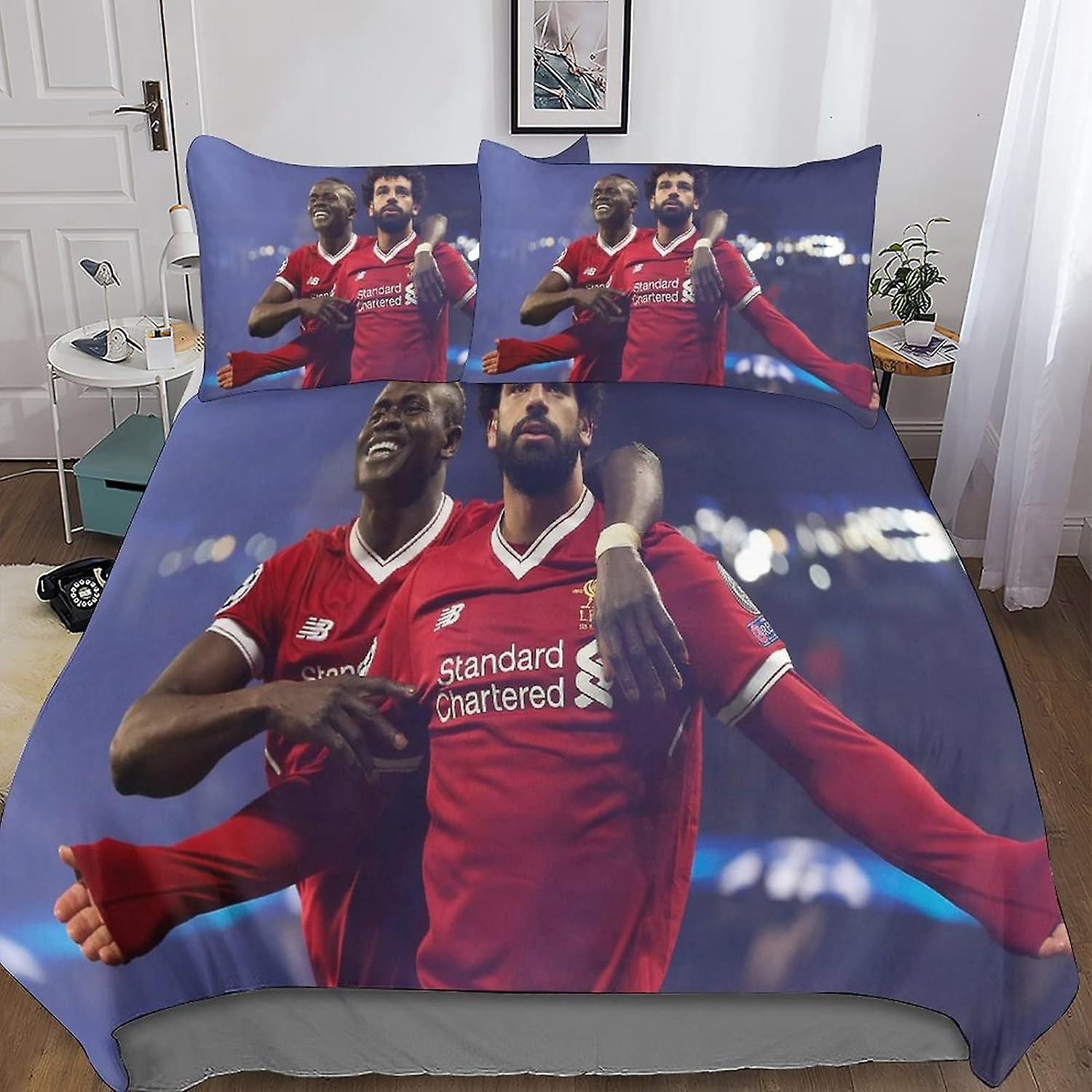 Kerota Salah Duvet Cover,D Printing,Football Star Bedding Duvet Cover with Zipper Closure and Pillowcases King Single135x200cm