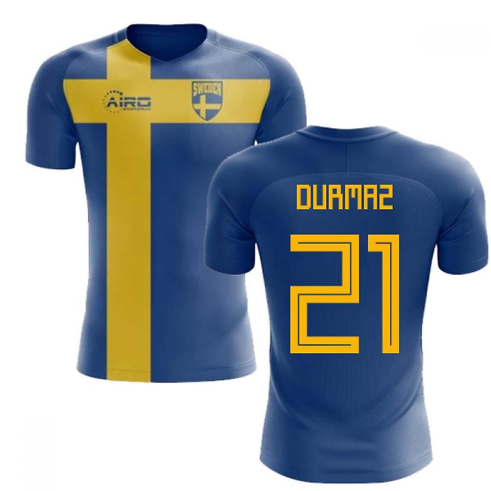 Airo Sportswear 2023-2024 Sweden Flag Concept Football Shirt (Durmaz 21) Blue Medium 38-40 inch Chest (96-104cm)