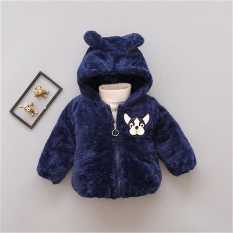 Slowmoose Autumn Winter Baby Clothes Warm Hooded Jacket & Coat Toddler Polar Fleece blue 24M