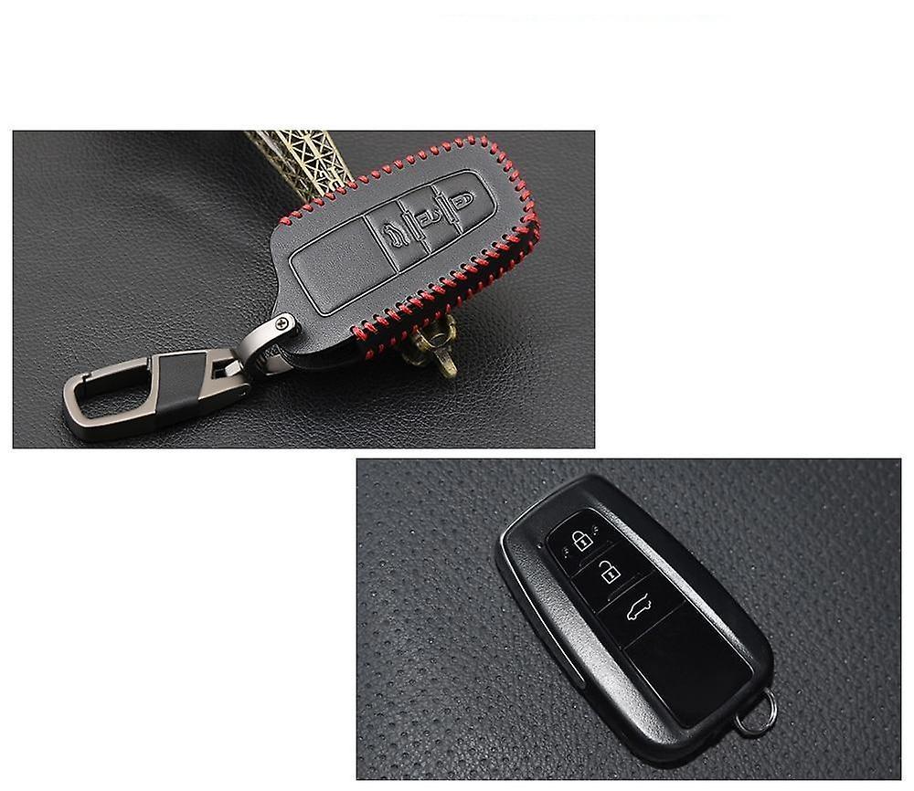 TribalSensation Leather Key Case For Toyota Camry Chr Corolla Rav4 Avalon Land Cruiser Prado 3 Button  Black