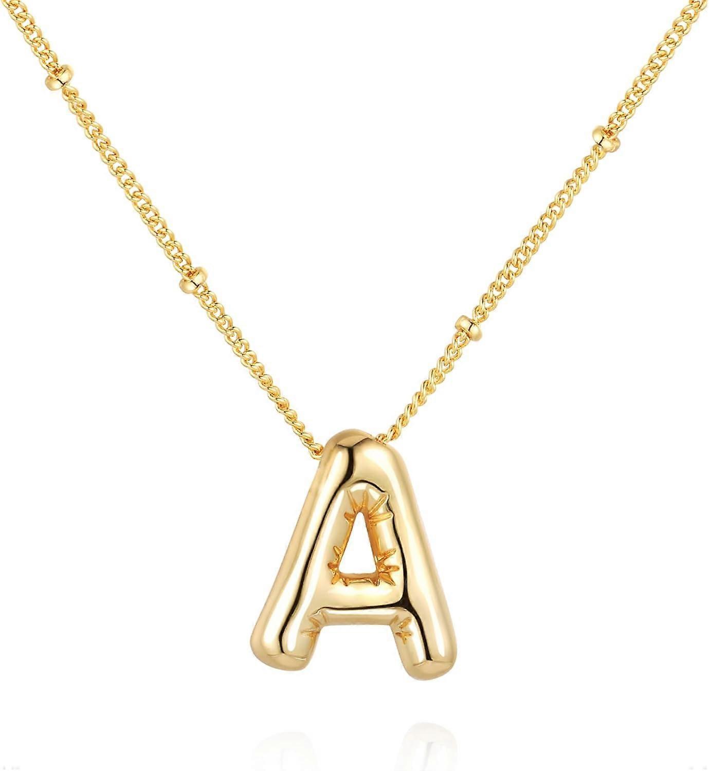 Morakot Bubble Letter Necklace Balloon Initial Necklaces for Women Girls Dainty Alphabet Pendant 14K Gold Plated Puffy Name Personalized Jewelry Gi...