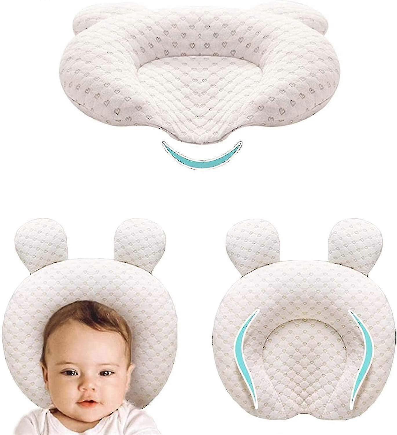 Zhiyi Muitar Soft Baby Nursery Pillows Unisex Newborns Head Shaping Infant Support Sleeping Head Sleep Pillows With Bear Ears