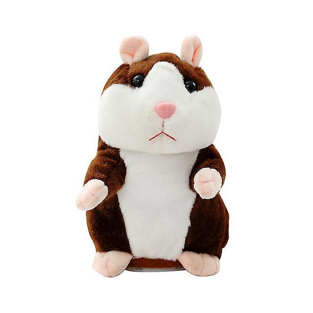 El Contente Stuffed Hamster Talking Toy Animal Voice Leaning Plush Doll 18cm Deep Brown