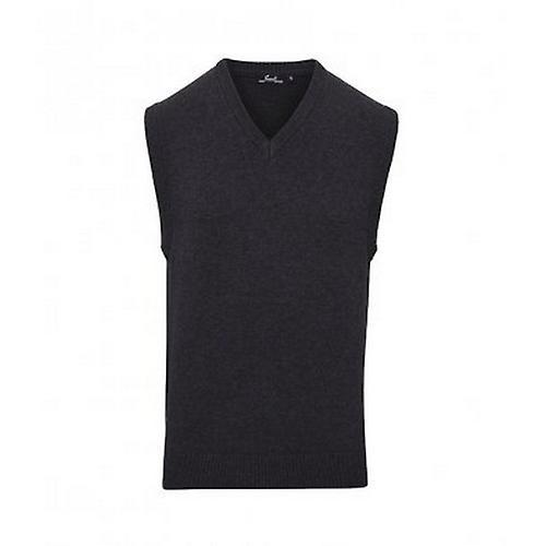 Premier Mens Sleeveless Cotton Acrylic V Neck Sweater Black XS