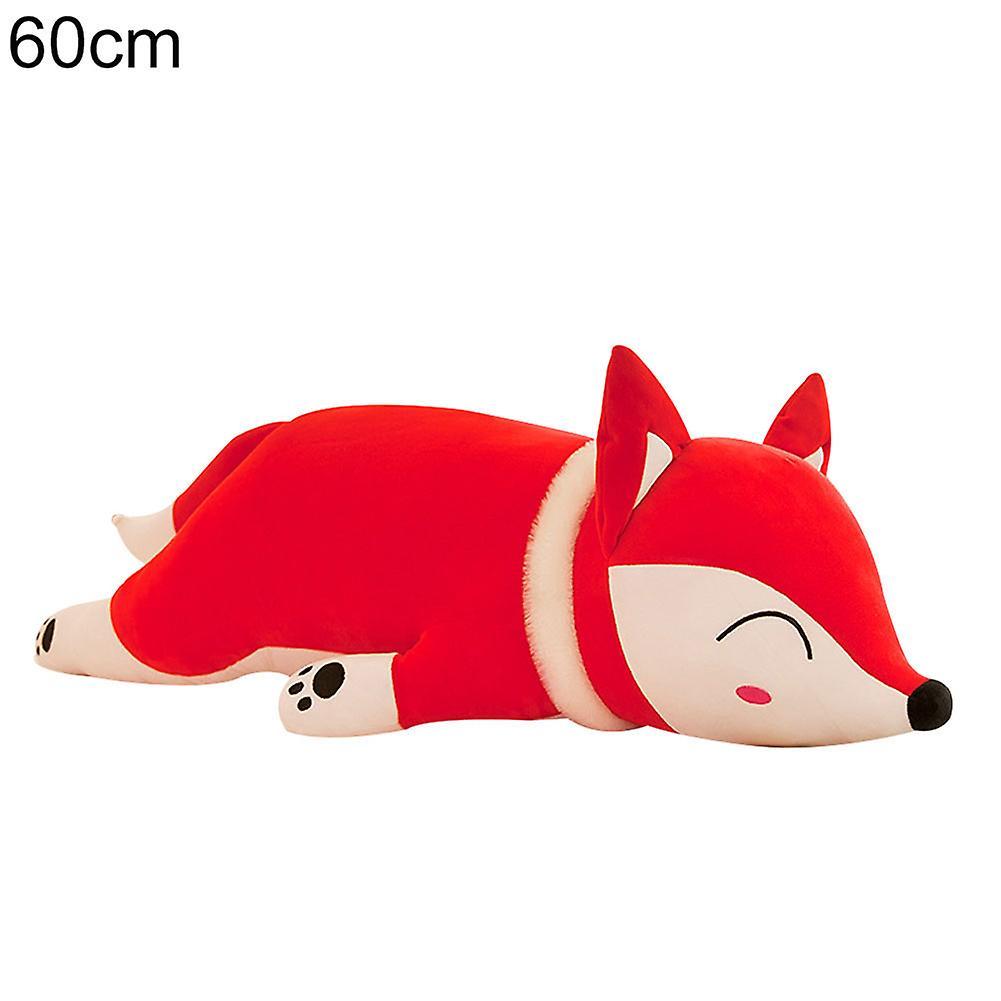 Yamaler 35/50/60cm Cute Simulation Fox Soft Stuffed Plush Toy Sleeping Doll Home Pillow Red