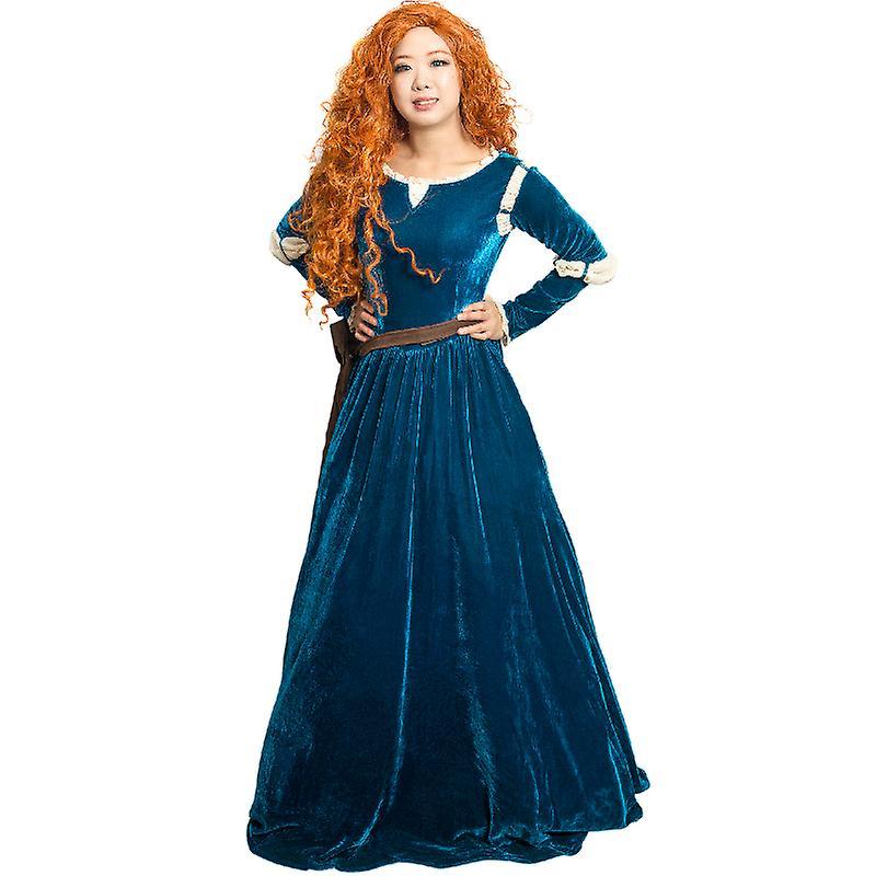 DUqi DAZCOS Merida Cosplay Costume Princess Women Female Adult Dress Halloween Party Long Outfit Carnival Long Outfit Stage Costumes L