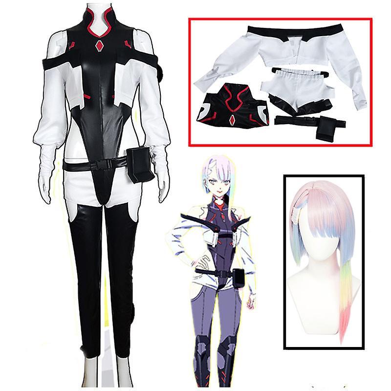 DUqi Lucy Cosplay Anime Cyberpunk Edgerunners Cosplay Costume Women Sexy Jumpsuit Coat Suit Lucyna Kushinada Halloween Cos Uniforms set and wig S