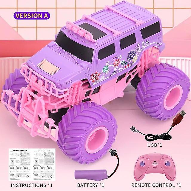 Pink Rc Car Electric Drive Off-road 2.4g Big Wheel High Speed Purple Remote Control Trucks Girls Toys For Children Toy Cars Car A