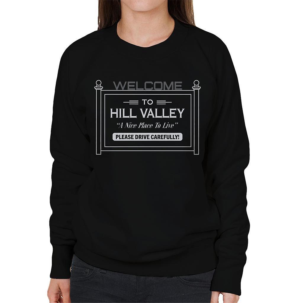 Back to the Future Welcome To Hill Valley Women's Sweatshirt Black Large