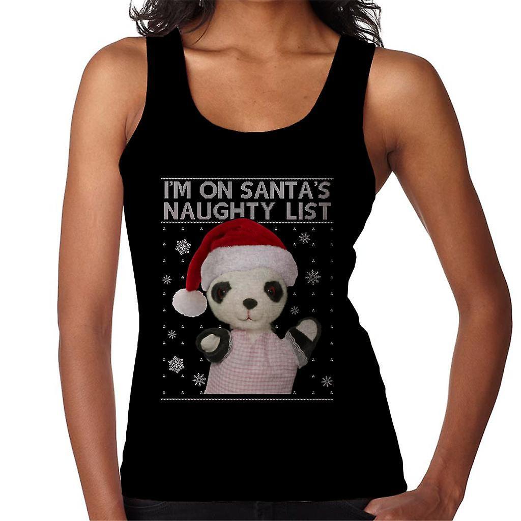 Sooty Christmas Soo Im On Santas Naughty List Women's Vest Black Medium